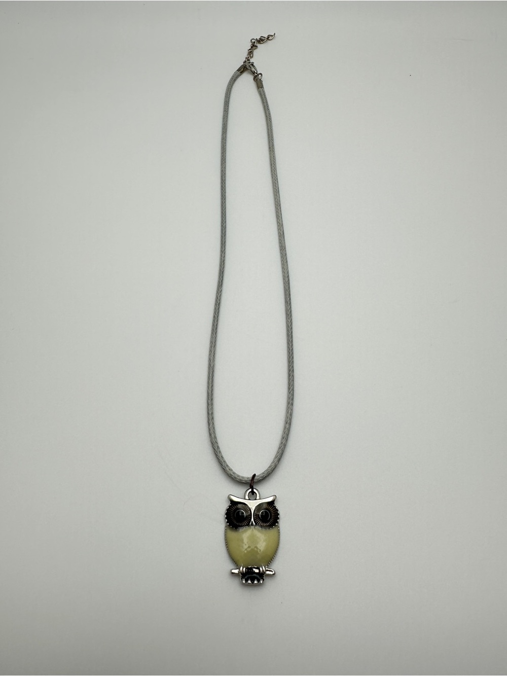 Owl Pendant Necklace in Pale Yellow